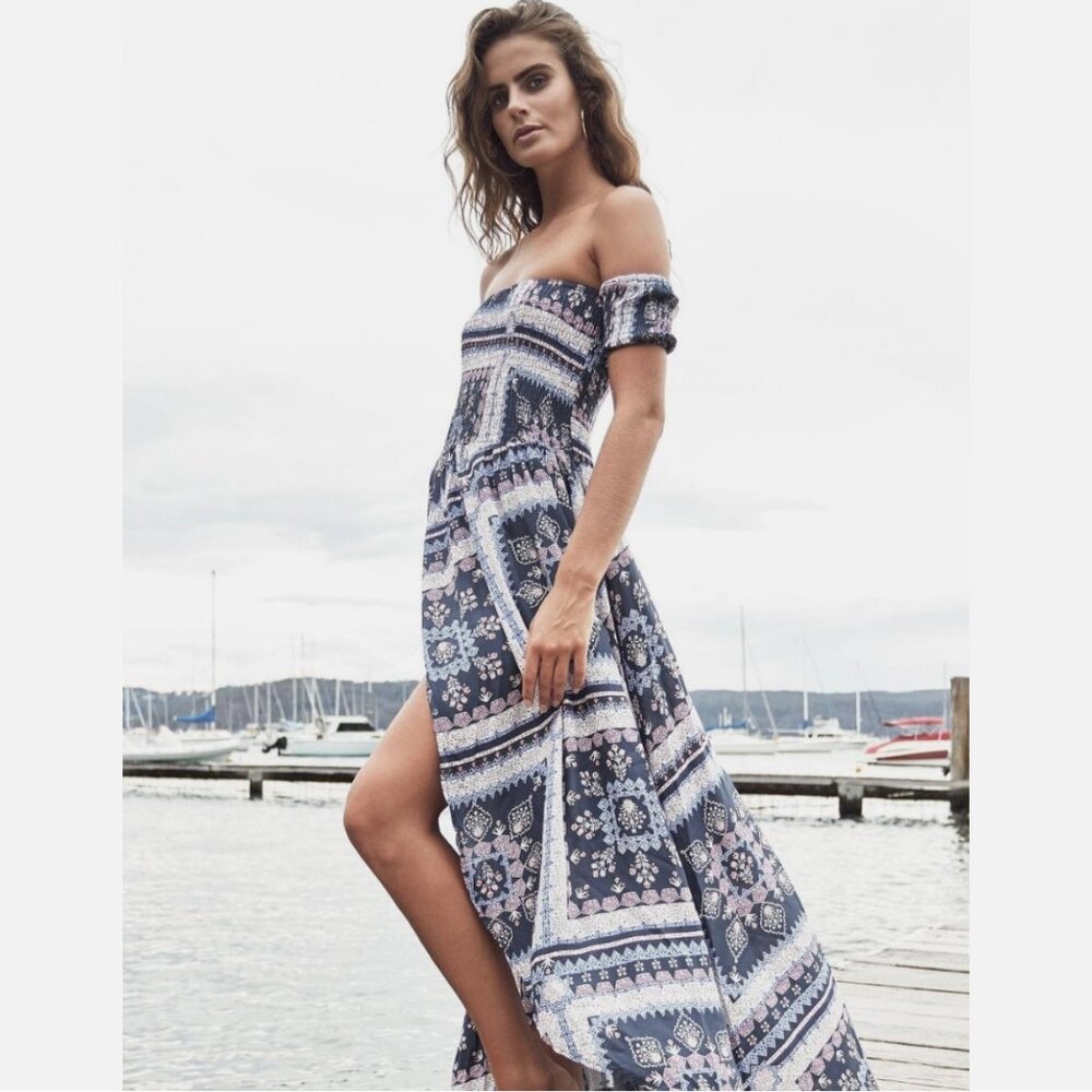 Jaase Skye Isla Print Off The Shoulder Maxi Dress